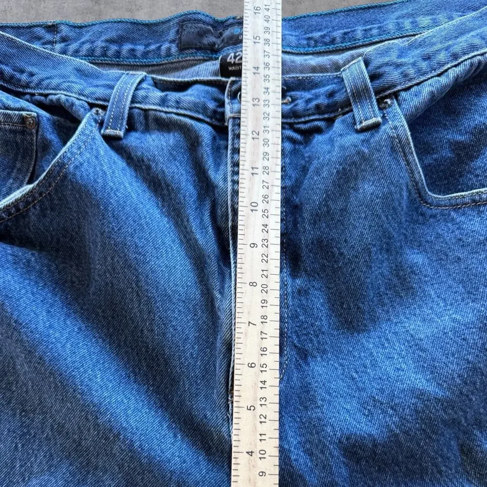 Vtg Anchor Blue Baggy Jeans Mens 42 Y2K Skater Streetwear Wide Leg Blue Denim